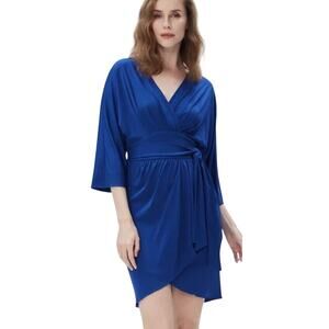 Diane von Furstenberg DVF Royal Blue Barrington Waist Slimming Faux Wrap Dress 8